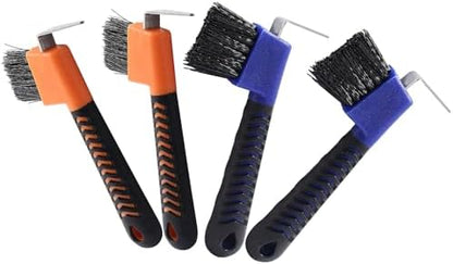 4 Pcs Horse Hoof Pick Brush, Blue & Orange