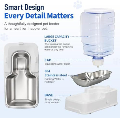 Automatic Cat Dog Feeder and Water Dispenser Set with Stainless Steel Bowl
