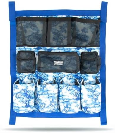 Jeffers Expression Trailer Door Horse Grooming Caddy, Portable Equestrian Organizer, Mesh Pockets, Zippered Compartment, Padded Pockets for Brushes, Water Bottle, Accessories - Equestrian Toile