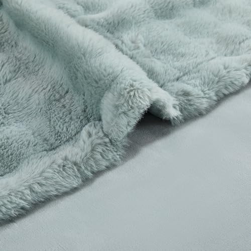 Modern Threads Water-Resistant Faux Rabbit Fur Pet Blanket for Dogs & Cats – Ultra-Soft Couch, Bed & Crate Protector, 40x50 Light Blue