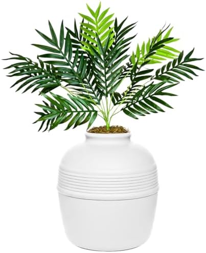 Good Pet Stuff Original Hidden Litter Box Planter, Decorative Cat Litter Enclosure with Carbon Filter, Artificial Palm Plant, Upgraded Design, Easy Clean Litter Tray, Essentials Kit, White Birch