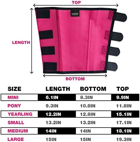 Harrison Howard Loose Fitting Fly Boots UV-Protective Extra Tough Mesh Ventilated Four Fasteners Stay-on Design Protect Horse Legs & Stomp-Reducing Set of 4 Magenta Mini