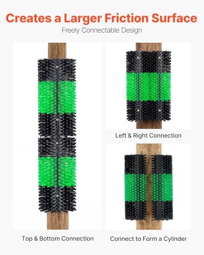 VEVOR Livestock Scratching Brush, 2PCS Goat Scratcher Brush Post with 8 Screws, 16.9" x 7.5" Cow Scratcher for Back Itch Relief, Massage Grooming Scratch Tool for Horse Cattle Sheep Pig, Green & Black