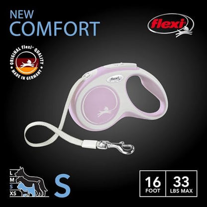 FLEXI® Comfort Tape Retractable Dog Leash, Small, 16 ft - Pink/Rose