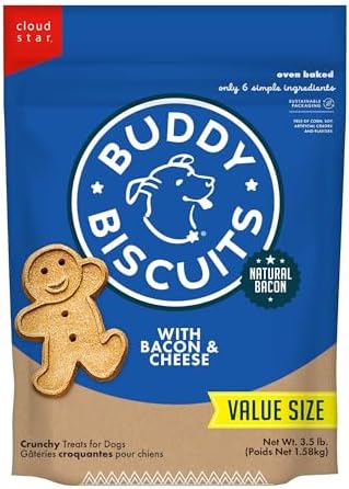 Buddy Biscuits Crunchy Dog Treats, Bacon & Cheese 3.5 lbs. Bag