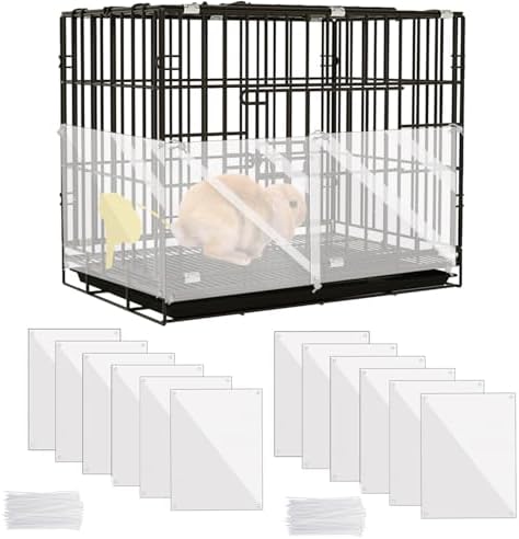 KEYIDE 12 Pcs Urine Guard for Rabbit, Guinea Pig, Ferret Transparent 12'' x 10'' Plastic Sided Liner Cage Accessories Prevent Scatter
