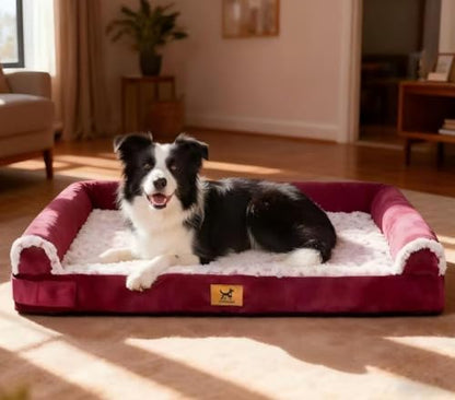 XXL Orthopedic Dog Bed for Large Dogs, Egg-Crate Foam with Bolster