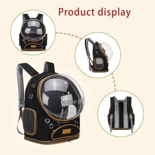 Cat Backpack Carrier, Breathable Cat Carrier Large Space Bubble Pet Backpack for Small Dog and Large cat up to 18lbs, Transparent & Foldable Pet Carrier for Travel Hiking (Black)