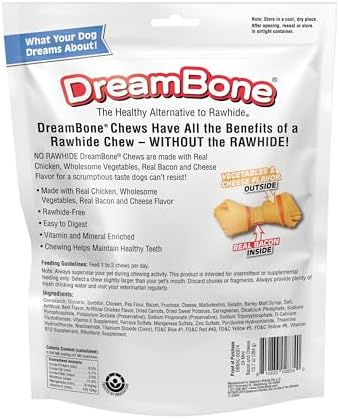 DreamBone Mini Bones Bacon & Cheese Rawhide-Free Dog Treats, 24 Count