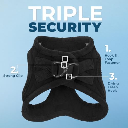 Best Pet Supplies Voyager Step-in Plush Dog Harness - Soft, Step in Vest Harness and Reflective Dog 5 ft Leash Combo with Neoprene Handle for Small and Medium Dogs, Black Plush, XS