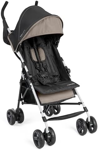 Ingenuity 3D Mini Convenience Stroller – Lightweight Stroller with Compact Fold, Multi-Position Recline, Canopy with Pop Out Sun Visor – Umbrella Stroller for Travel and More, Cashew Tan