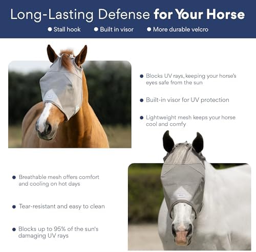 Warmblood Fly Mask Without Ears, UV Protection, Oversize