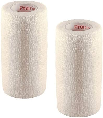 Vet Tape (White) (2 Pack) (3 Inch x 15 feet) Self Adhesive Adherent Adhering Cohesive Flex Self Stick Bandage Grip Roll Dog Cat Pet Horse