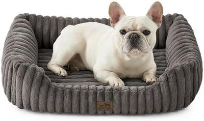 COZY KISS Orthopedic Pet Bed for Small Dogs & Cats - Washable Rectangle Pet Bed with Anti-Slip Bottom, Soft Calming Cat & Puppy Bed for Indoor Pets (30"x23"x7", Grey)