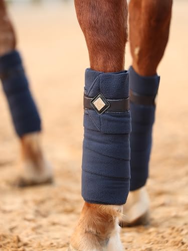 Horse Polo Wraps Upgrade with Bling Leg Wraps for Horses 4-Pack Fleece Leg Wraps Stable Supplies-Navy L
