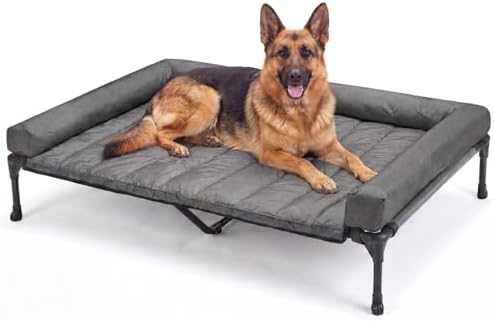 Veehoo Outdoor Elevated Dog Bed with Waterproof Bolster Cushion, Cooling