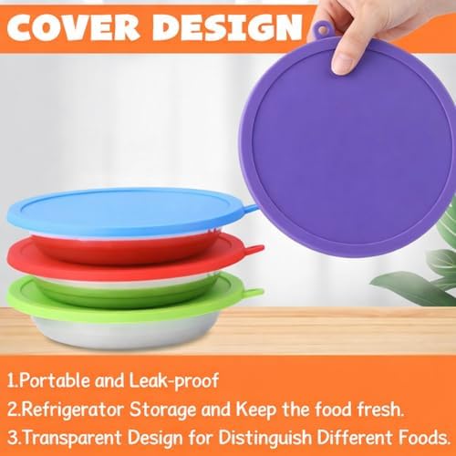 Patelai 8 Pcs Dog Bowl with Lid, Red, Blue, Green, Purple