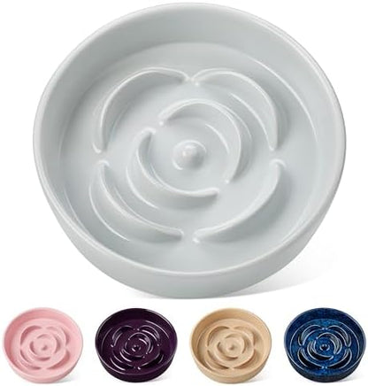 vancasso Slow Feeder Dog Bowl, 1.5 Cup Ceramic Puzzle Dish for Medium Breed