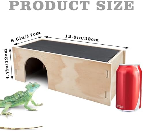 2-in-1 Bearded Dragon Basking Platform with Hideout, Slate Rocks for Reptiles with Base, Leopard Gecko Hides and Caves, Reptile Tank Accessories for Bearded Dragons, Geckos, Ball Pythons, Tortoise
