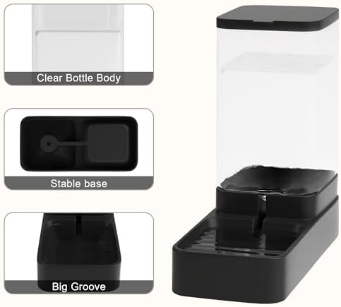 Automatic Cat Feeder and Water Dispenser in Set with Pet Food Bowl,Gravity Dog Waterer and Food Feeder for Small Medium Dog Cat Puppy Kitten Large Capacity(3.8L,Black)