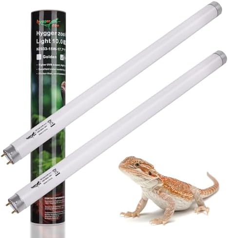 2-Pack UVB Reptile Light 10.0 Bulb 15W T8 Fluorescent Desert Lamp UVA for Bearded Dragon Tortoise Reptile & Amphibian