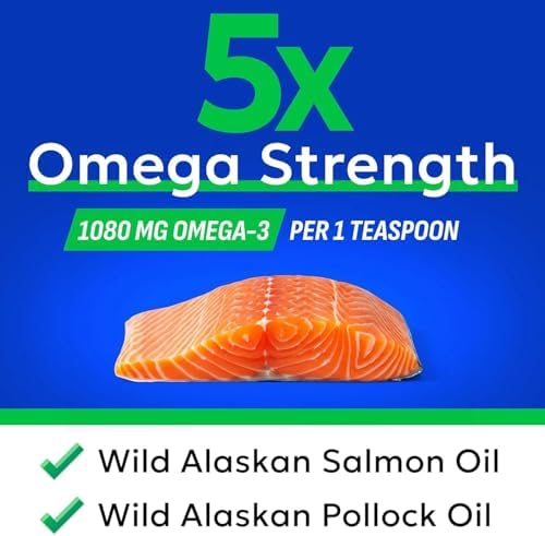 Omega 3 Fish Oil Liquid Supplement for Dogs - Wild Alaskan Salmon Oil