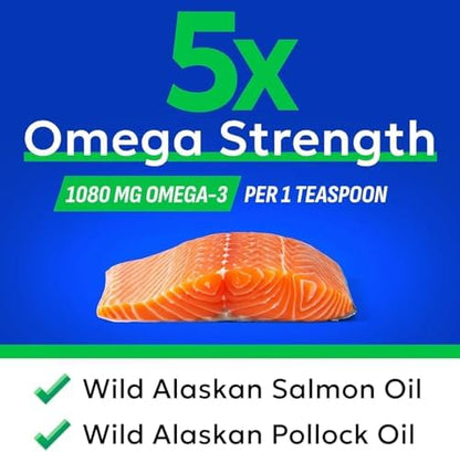 Omega 3 Fish Oil Liquid Supplement for Dogs - Wild Alaskan Salmon Oil