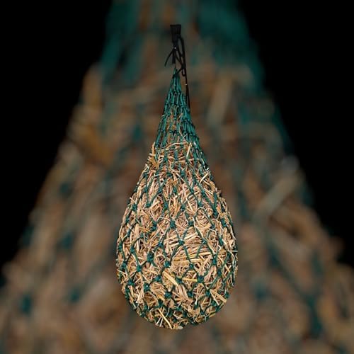 Majestic Ally 2 pcs Slow Feed 42” Hay Net for Horses, Strong Small 2x2” Holes, Nylon Rope Hanging, Adjustable Travel Feeder for Trailer and Stall, Simulates Grazing, Reduce Waste