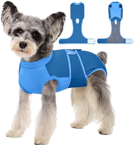 Kuoser Dog Recovery Suit, Female Male Spay Neuter Surgery Suit, Blue, S