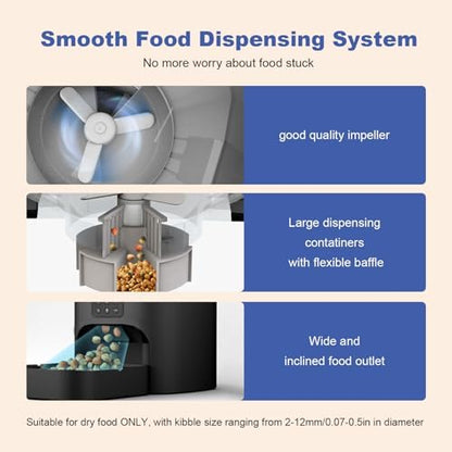 ANDOLL HOME Automatic Cat Feeder, Cat Food Dispenser with 10s Voice Recorder, Pet Feeder up to 8 Meals per Day, Timed Feeder with Dry Food Sealed Ring