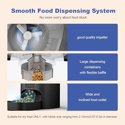 ANDOLL HOME Automatic Cat Feeder, 6L Cat Food Dispenser with 10s Voice Recorder, Pet Feeder up to 8 Meals per Day, Timed Feeder with Dry Food Sealed Ring (Black)
