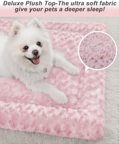 Exsnugy Washable Dog Bed Mat Large Size Fluffy Pet Crate Pad 42x28 XL