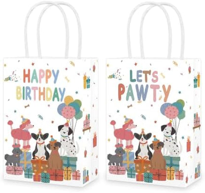 Greencian 16Pcs Pet Dog Birthday Party Favor Bags Let's Pawty Goodie Bags