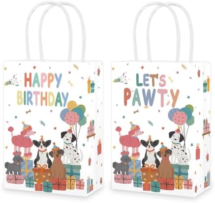 Greencian 16Pcs Pet Dog Birthday Party Favor Bags Let's Pawty Goodie Bags