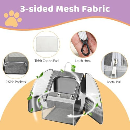 Cat Backpack Carrier Large Pet Backpack for Small Dog Medium Cat Puppy Kitten Bunny up to 15lbs, Ventilated Mesh Dog Collapsible Travel Backpack for Hiking Walking Outdoor