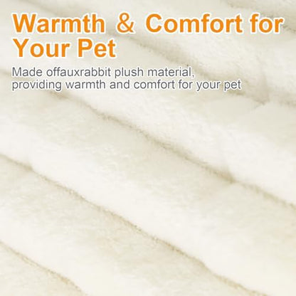 Cat Beds for Indoor Cats,Washable Round Donut Dog Bed(White, S)