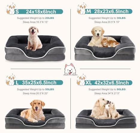 DUMOS 42x32 Inch Orthopedic Dog Bed for Indoor Use, XL Couch Bed