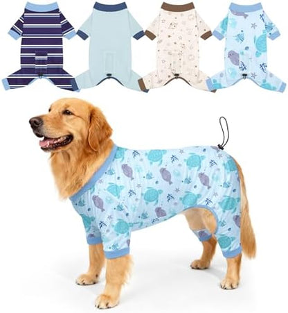 Bienbee Dog Pajamas, 4 Pack Adjustable Onesies for Small to Large Dogs 3XL