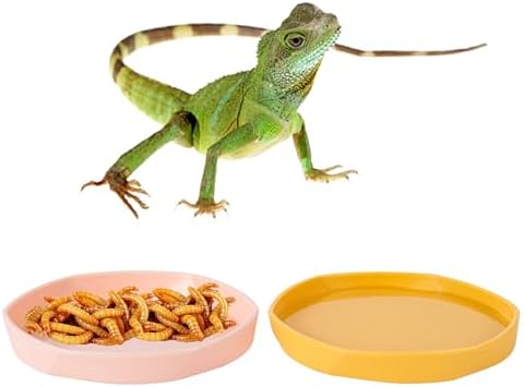 COMSUN 4 Pack Small Reptile Food Dish Bowl, Plastic Worm Water Dish Plate