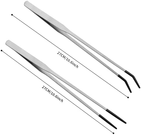 Novery 2PCS 10.6" Rubber Tip Reptile Feeding Tongs, Straight & Curved