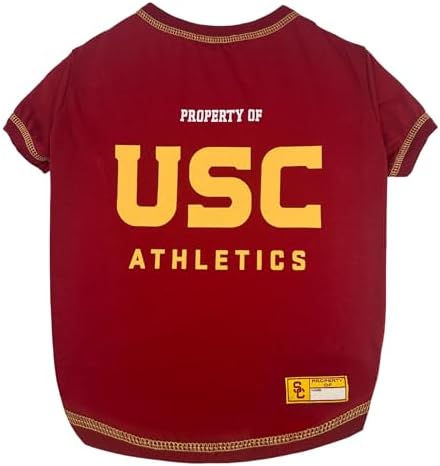 Pets First Collegiate USC TROJANS Dog T-Shirt, Small. - Licensed Shirt for Pets Team Colored with Team Logos.- Premium Stretchable Materials for the Comfrot of your Dog & Cat.