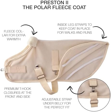 Pet Passion Preston II - The Polar Fleece Coat, Recycled Polar Fleece Warm Dog Jacket for Cold Weather for Small, Medium, Large Dogs, Almond Milk, Small (10-25 lbs)