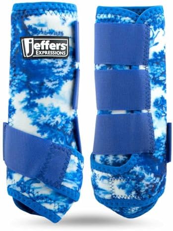 Jeffers Expression Protective Horse Boots, 1 Pair, Medium - Safe Neoprene Leg Guards, Durable Strap Closures, Front & Hind Support, Equestrian Accessories for Travel & Riding - Equestrian Toile