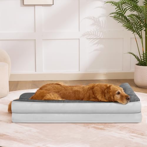 XL Orthopedic Dog Bed for Large Sized Dogs, 42"x30", Grey Flannel