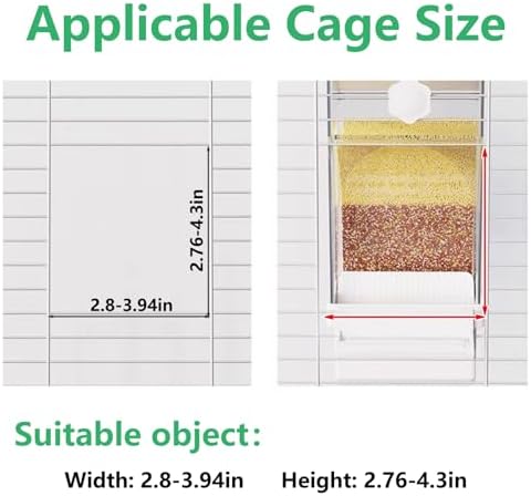 Hamiledyi Automatic Bird Feeder No Mess Bird Cage Feeder Transparent Acrylic Parrot Seed Food Container with Perch Cage Accessories for Parakeet Finch Lovebirds Budgies Canary (White)