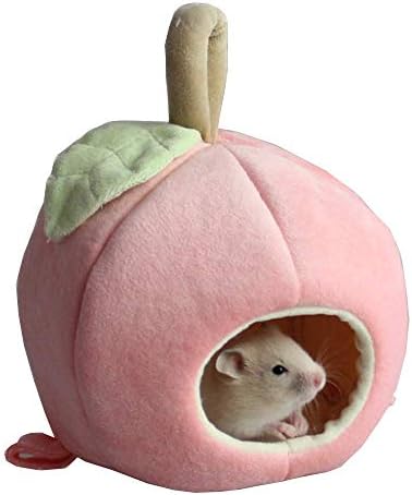 ANIAC Pet Winter Hanging Fruit House Hammock Warm Bed Nest Accessories for Hamster Guinea Pig Hedgehog Chinchilla Hamster and Small Animals (Pink)