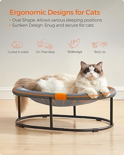 Feandrea Elevated Cat Bed, Breathable Hammock, Washable Mesh