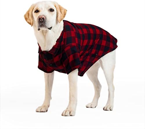 Dog Plaid Shirt for Large Dogs Snap Collared T-Shirt Clothes Red#1-5XL
