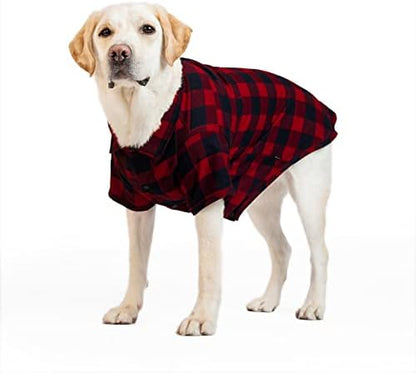 Dog Plaid Shirt for Large Dogs Snap Collared T-Shirt Clothes Red#1-5XL