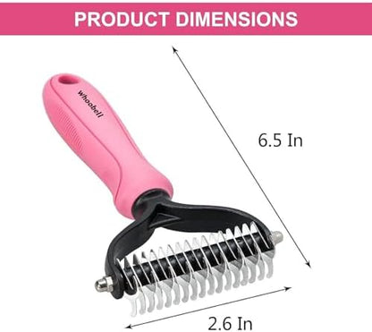 Undercoat Rake for Dogs, whoobell 2 Side Undercoat Brush for Deshedding and Dematting for Dog Cat Rabbit, Professional Pet Grooming HairTools, Removes Loose Undercoat and Nasty Shedding